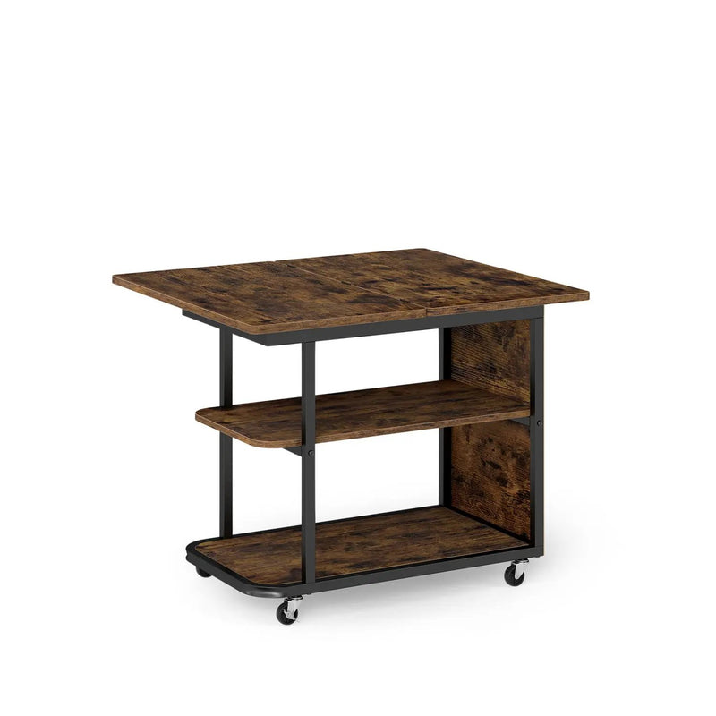 Mobile Side Table with Foldable Swivel Top and 2-Tier Shelf by DirectDeals
