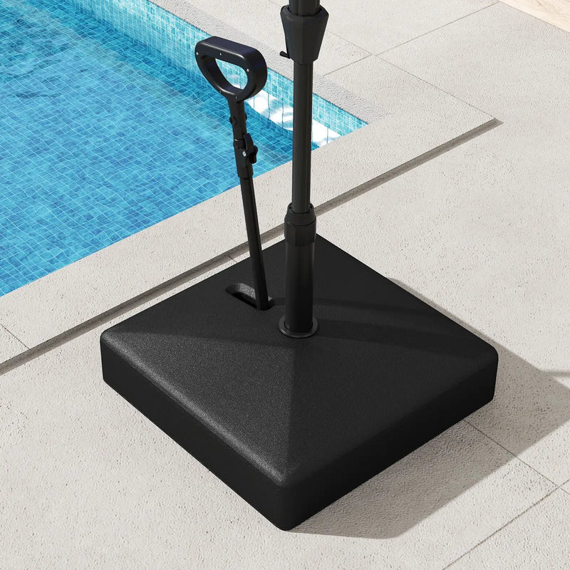 Mobile Patio Umbrella Base Water Sand Fillable Market Table Umbrella Stand with 3 Wheels-Black by DirectDeals