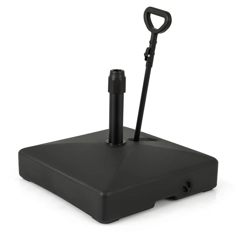 Mobile Patio Umbrella Base Water Sand Fillable Market Table Umbrella Stand with 3 Wheels-Black by DirectDeals