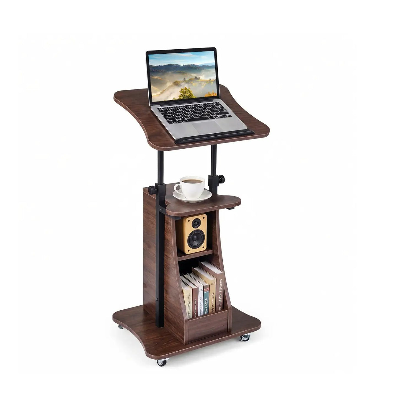 Sit-to-Stand Laptop Desk Cart Height Adjustable with Storage by DirectDeals