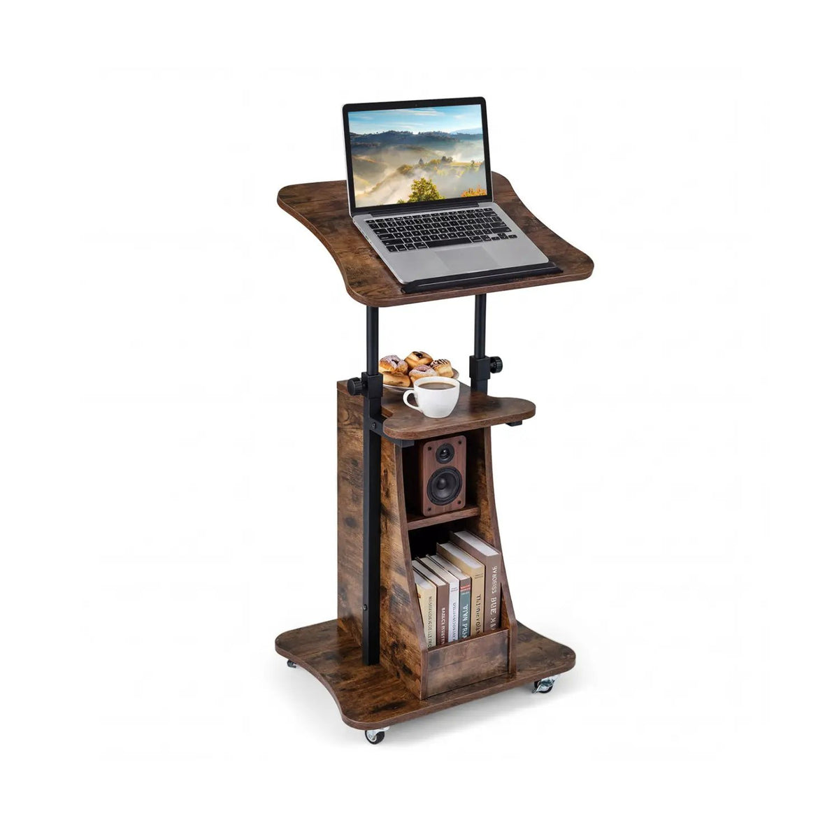 Sit-to-Stand Laptop Desk Cart Height Adjustable with Storage by DirectDeals