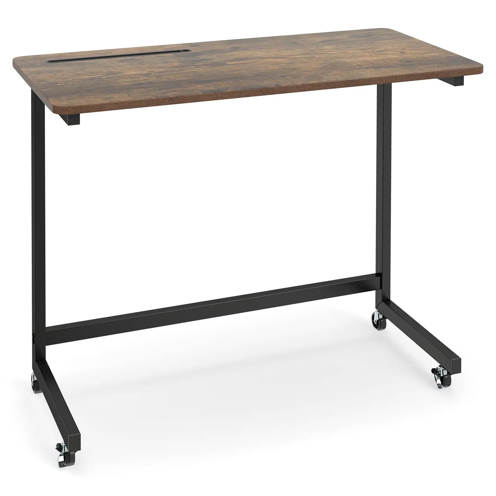 Mobile Side Table Rolling Laptop Desk Cart with Tablet Slot-Rustic Brown by DirectDeals