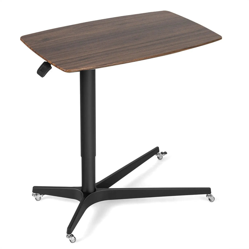 Height Adjustable Mobile Standing Desk with Lockable Wheels-Brown by DirectDeals