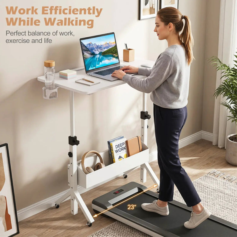 Mobile Standing Desk with Adjustable Height and Wheels by DirectDeals