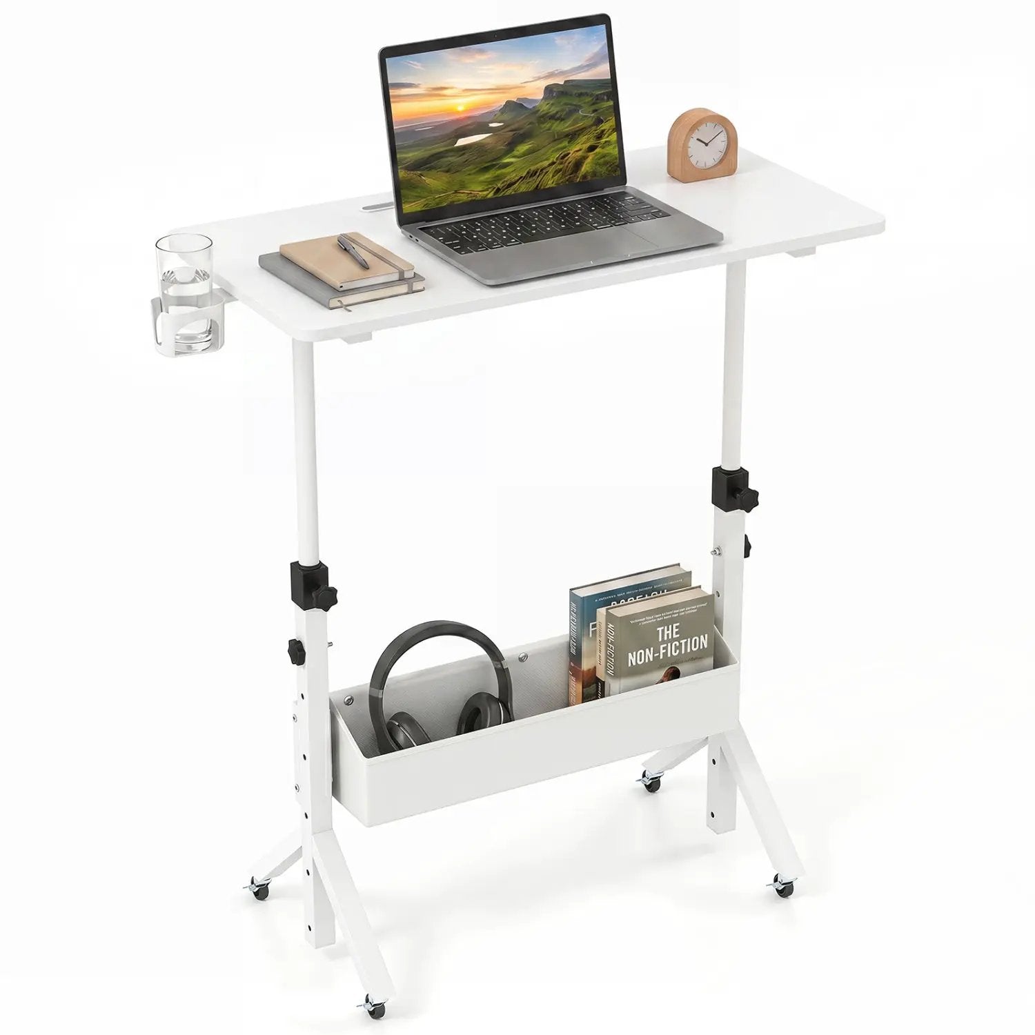 Mobile Standing Desk with Adjustable Height and Wheels by DirectDeals