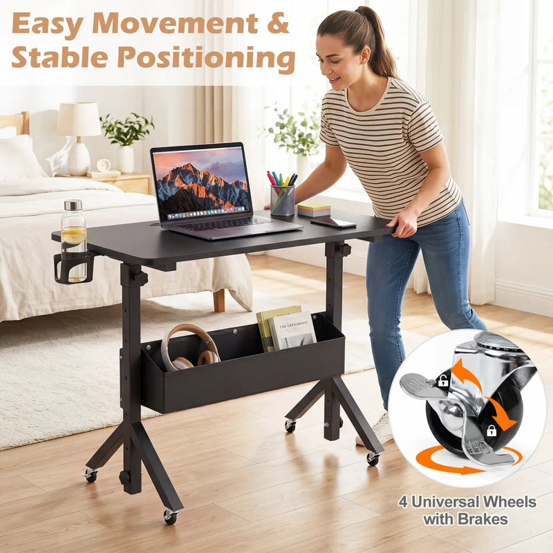 Mobile Standing Desk with Adjustable Height and Wheels by DirectDeals
