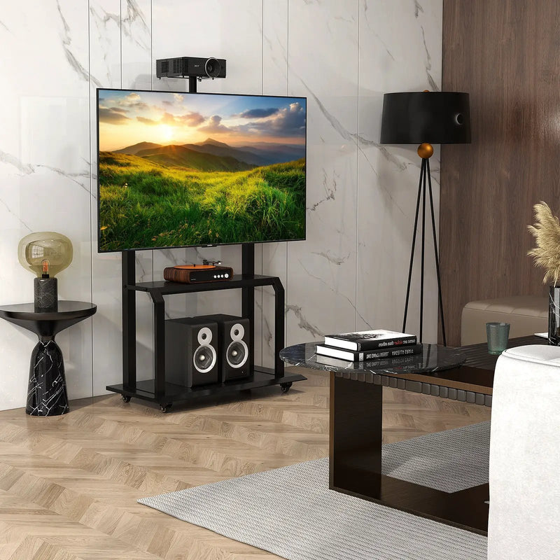 Mobile TV Stand with Camera Shelf and AV Shelves for 32-80 Inch Flat/Curved TVs by DirectDeals