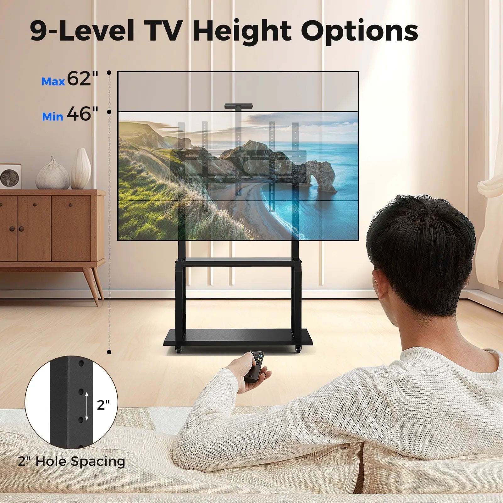 Mobile TV Stand with Camera Shelf and AV Shelves for 32-80 Inch Flat/Curved TVs by DirectDeals