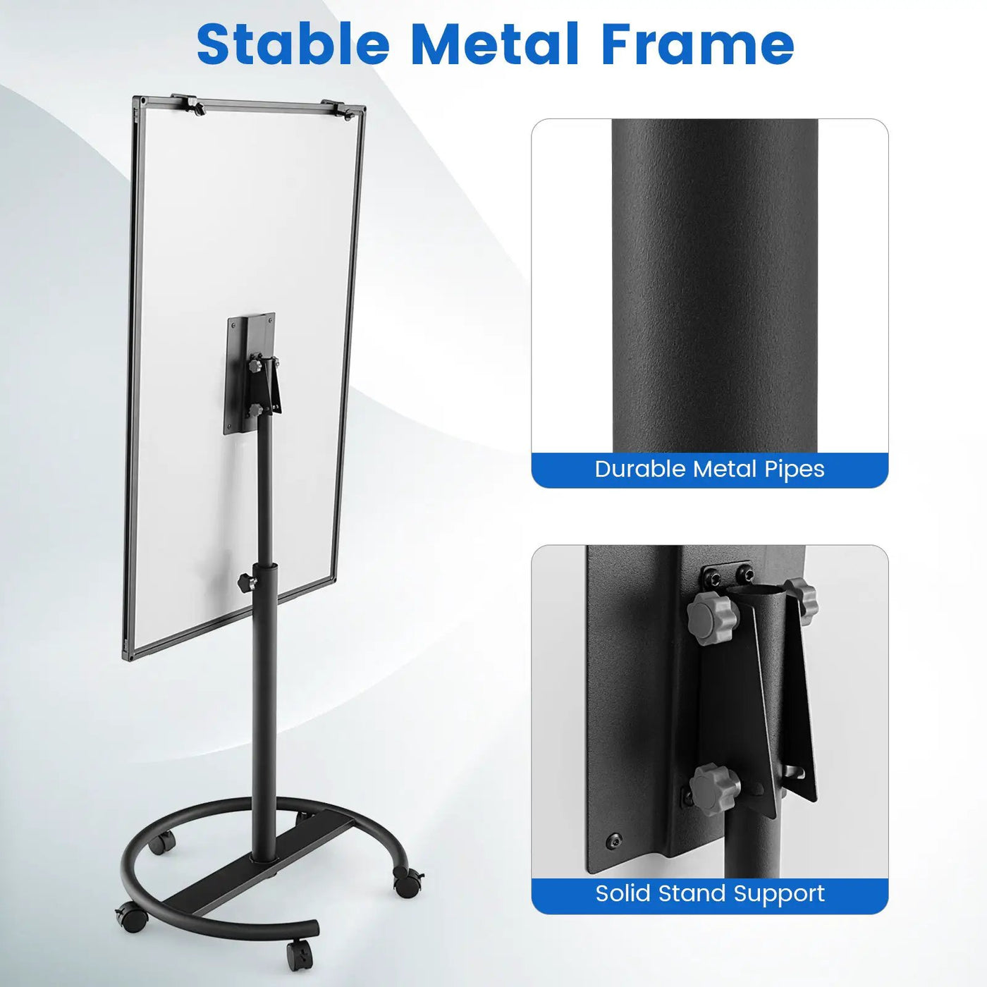 Height-Adjustable Mobile Whiteboard with Round Stand Paper Clips by DirectDeals