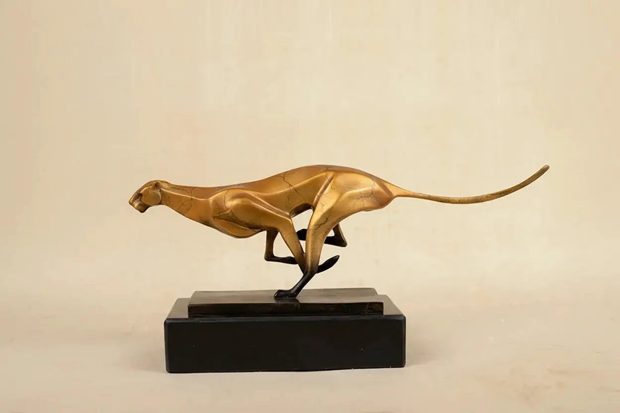 Modern Running Leopard Decorative Sculpture for Living Room Tabletop Decor by House Of Avana