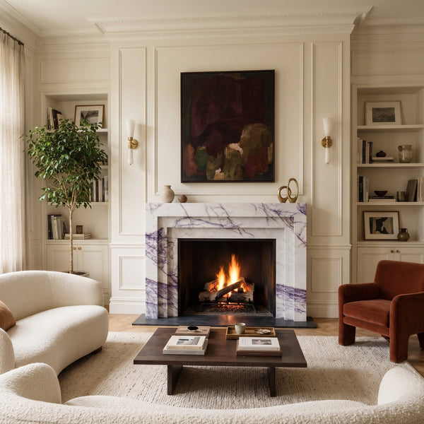Modern Art Deco New York Marble Fireplace Mantel 59x48