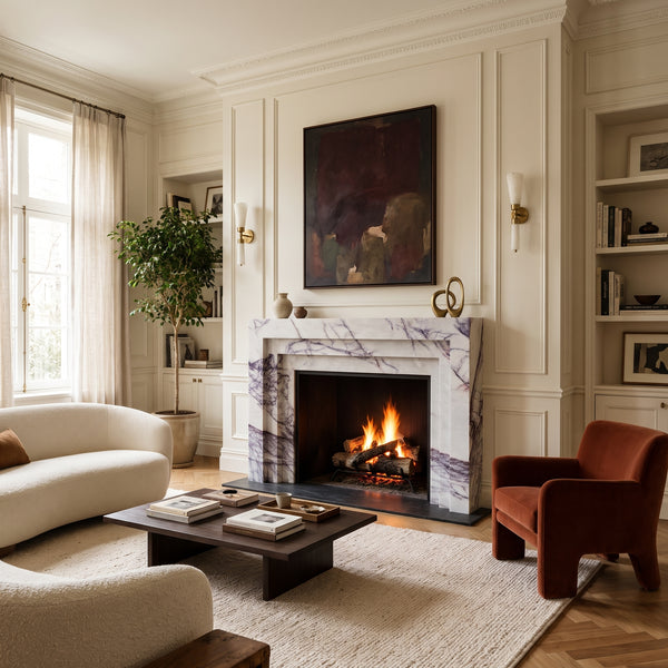 Modern Art Deco New York Marble Fireplace Mantel 59x48, photo 2 of 10