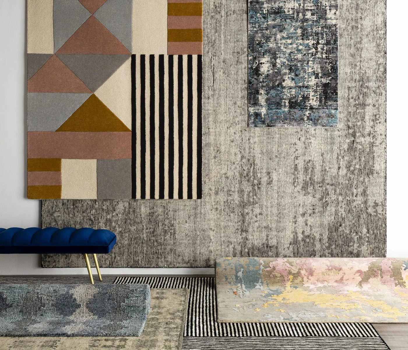Black&White Striped Sheen Viscose Area Rug by Boutique Rugs