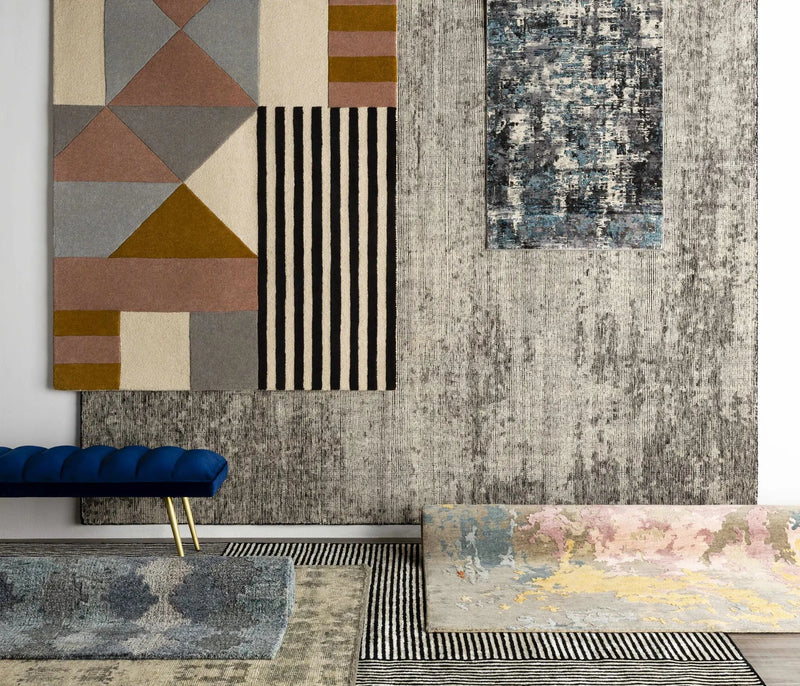 Black&White Striped Sheen Viscose Area Rug by Boutique Rugs