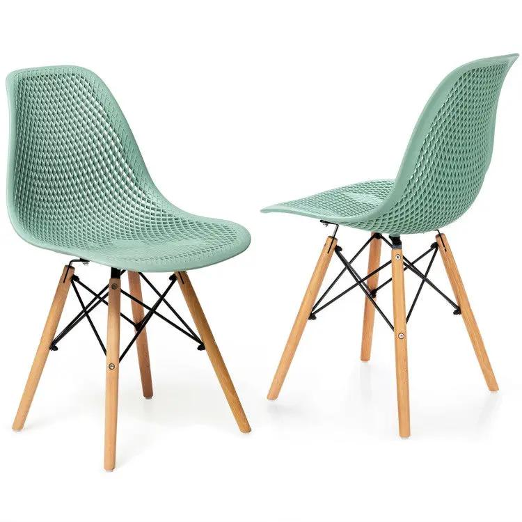 Modern 3-Piece Dining Set: Round Table with Set of 2 Hollow Plastic Chairs by DirectDeals