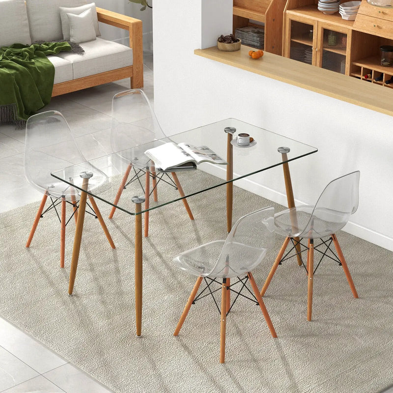 5 Pieces Rectangle Dining Table Set with 51 Inch Glass Tabletop by DirectDeals