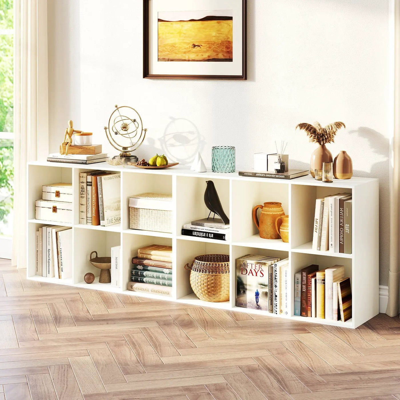 Modern 6-Cube Bookcase with Anti-tipping Kits for Bedroom Living Room-White by DirectDeals