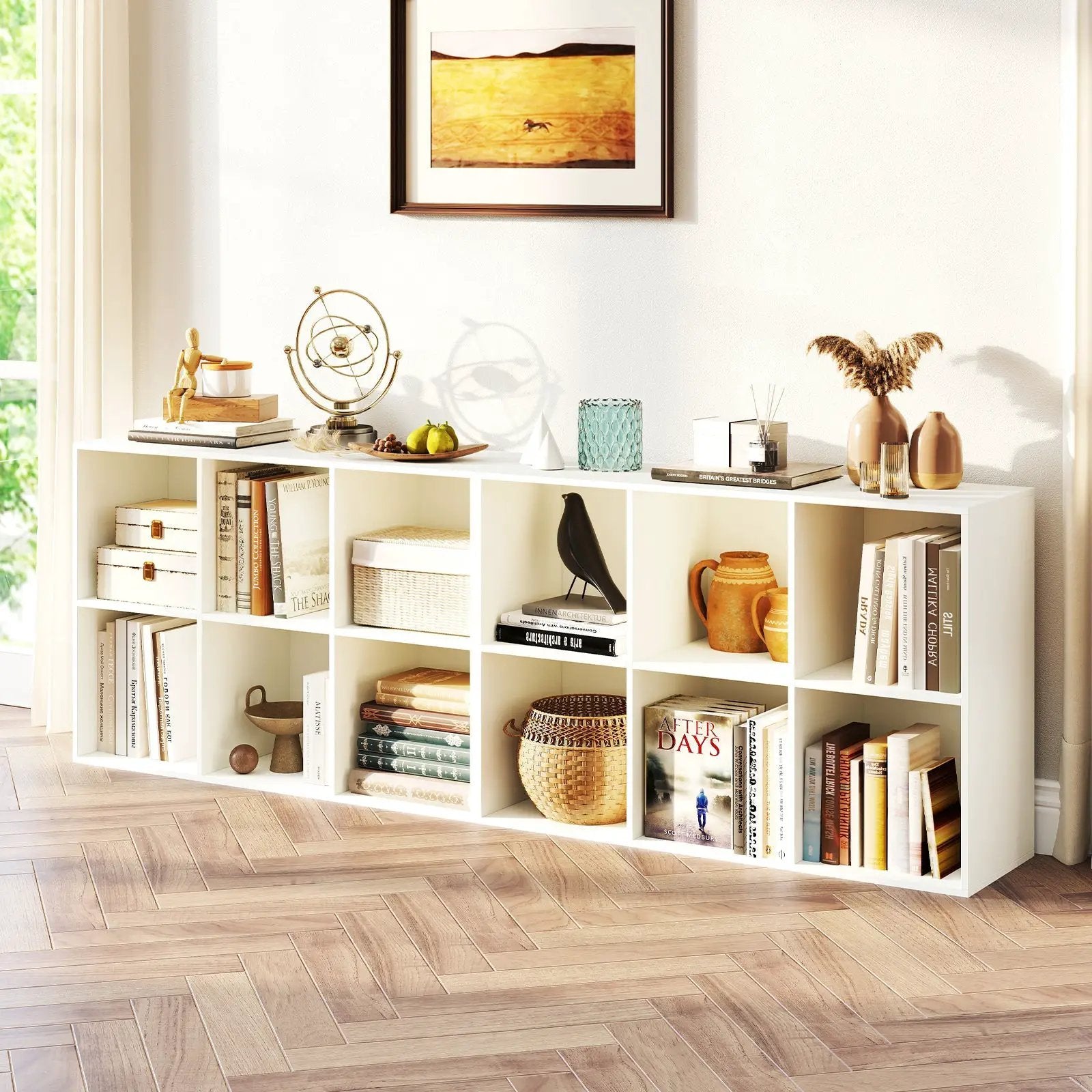 Modern 6-Cube Bookcase with Anti-tipping Kits for Bedroom Living Room-White by DirectDeals