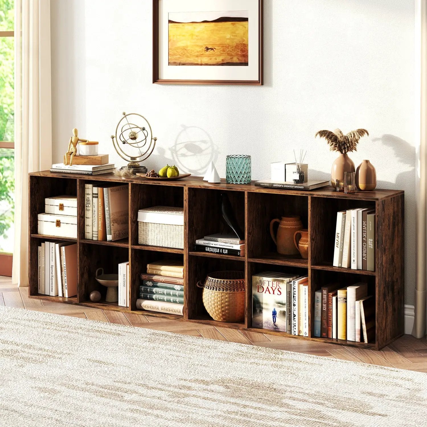 6-Cube Bookcase with Anti-Tipping Kit - Rustic Brown by DirectDeals