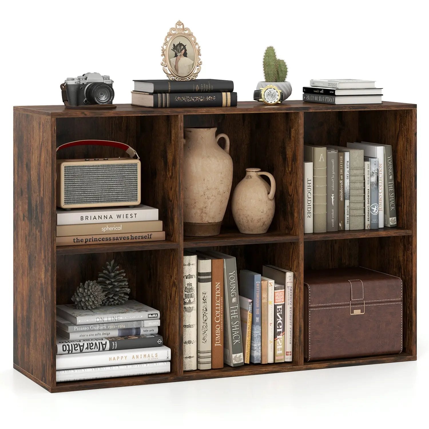 6-Cube Bookcase with Anti-Tipping Kit - Rustic Brown by DirectDeals