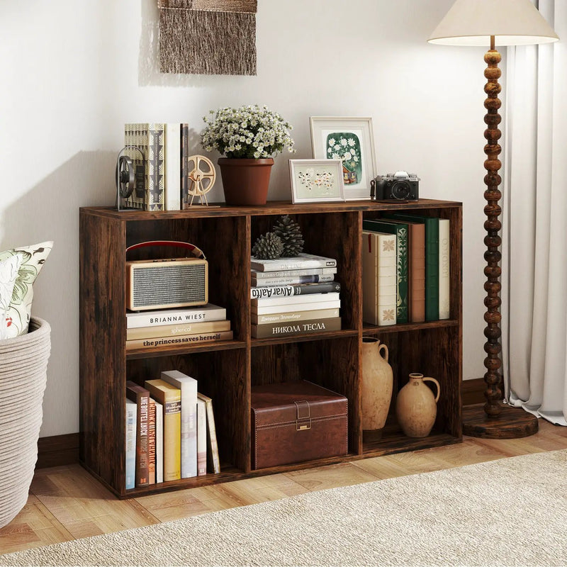 6-Cube Bookcase with Anti-Tipping Kit - Rustic Brown by DirectDeals