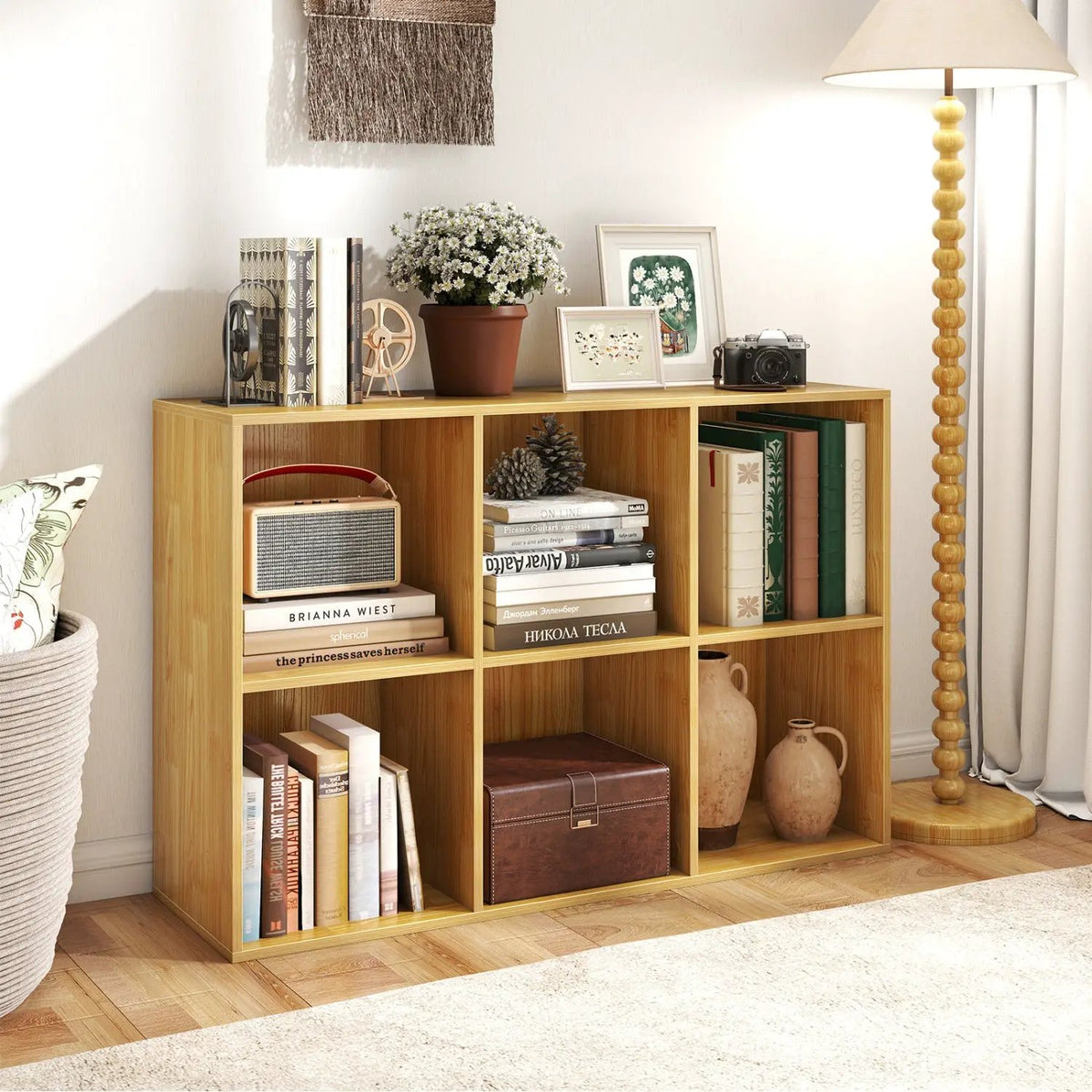 6-Cube Bookcase with Anti-Tipping Kit - Burlywood by DirectDeals