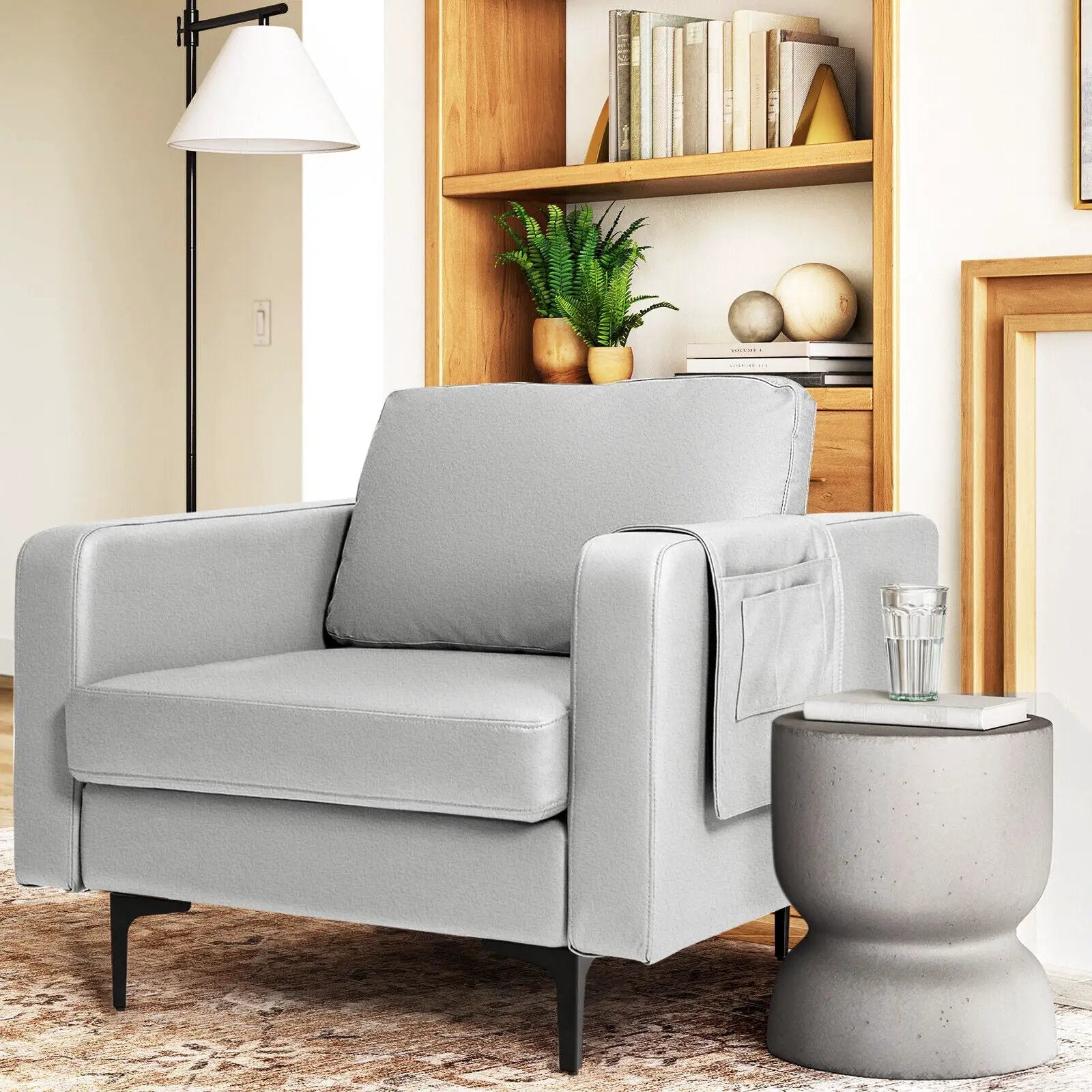 Modern Accent Armchair with Side Storage Pocket by DirectDeals