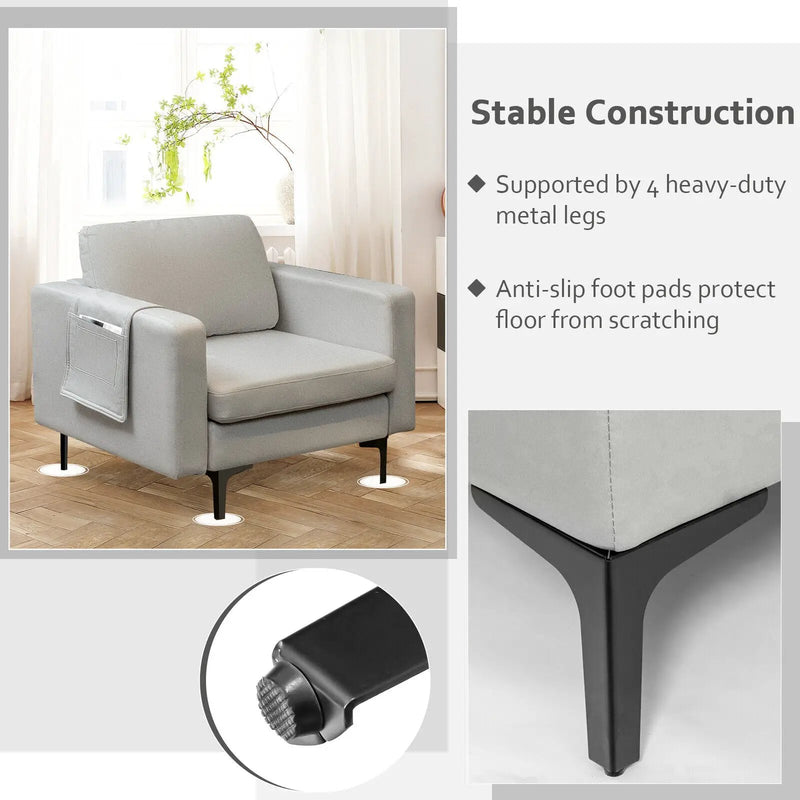Modern Accent Armchair with Side Storage Pocket by DirectDeals