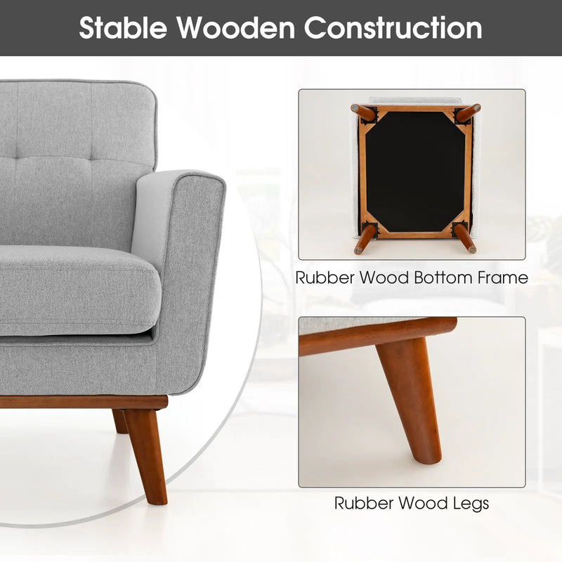 Modern Accent Chair Upholstered Linen Fabric Armchair with Removable Padded Seat Cushion by DirectDeals