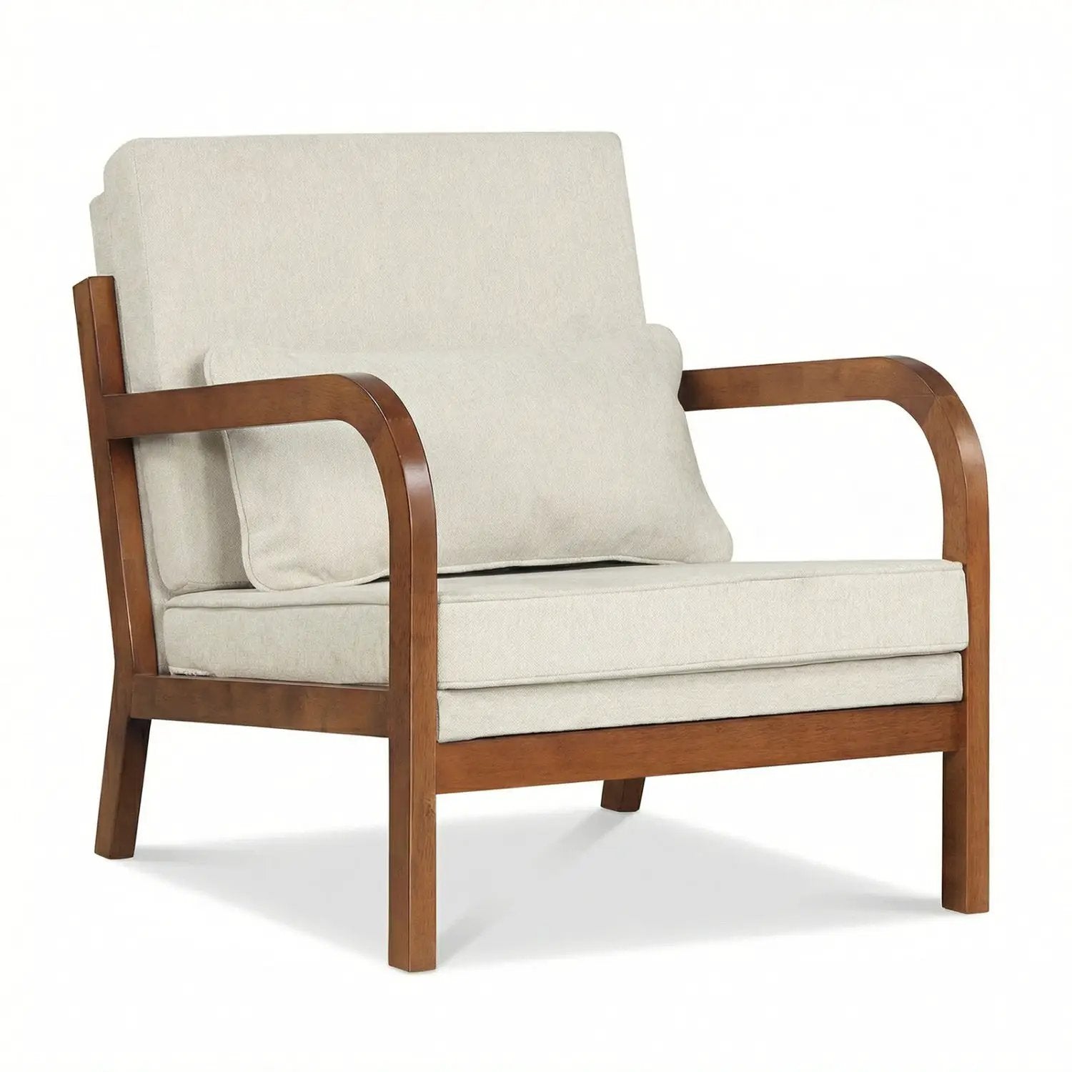Modern Accent Chair Faux Leather Linen Fabric Upholstered Armchair by DirectDeals