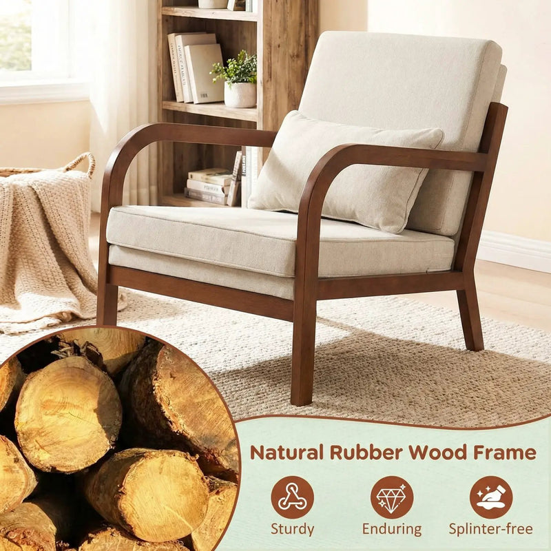Modern Accent Chair Faux Leather Linen Fabric Upholstered Armchair by DirectDeals