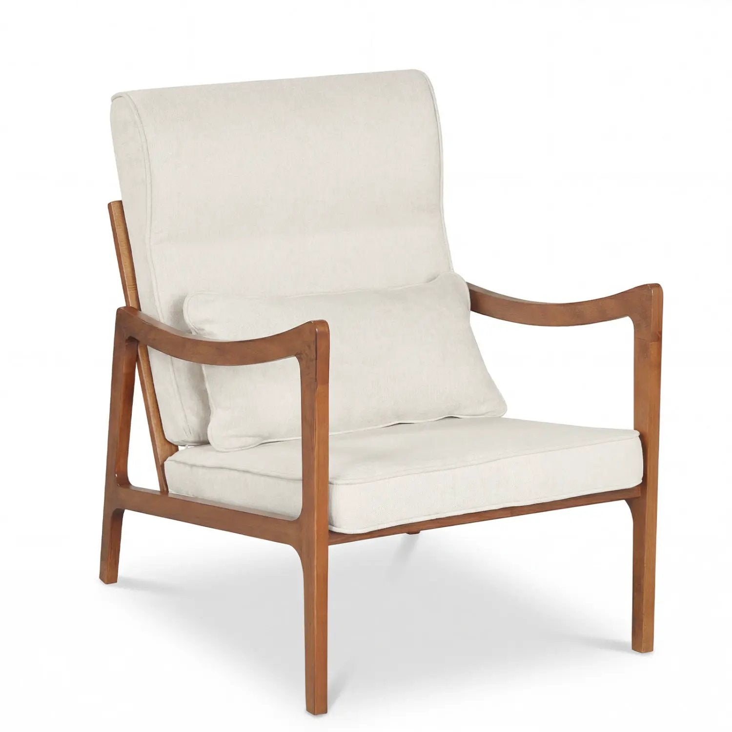 Modern Accent Chair with Solid Rubber Wood Faux Leather Upholstered Armchair by DirectDeals