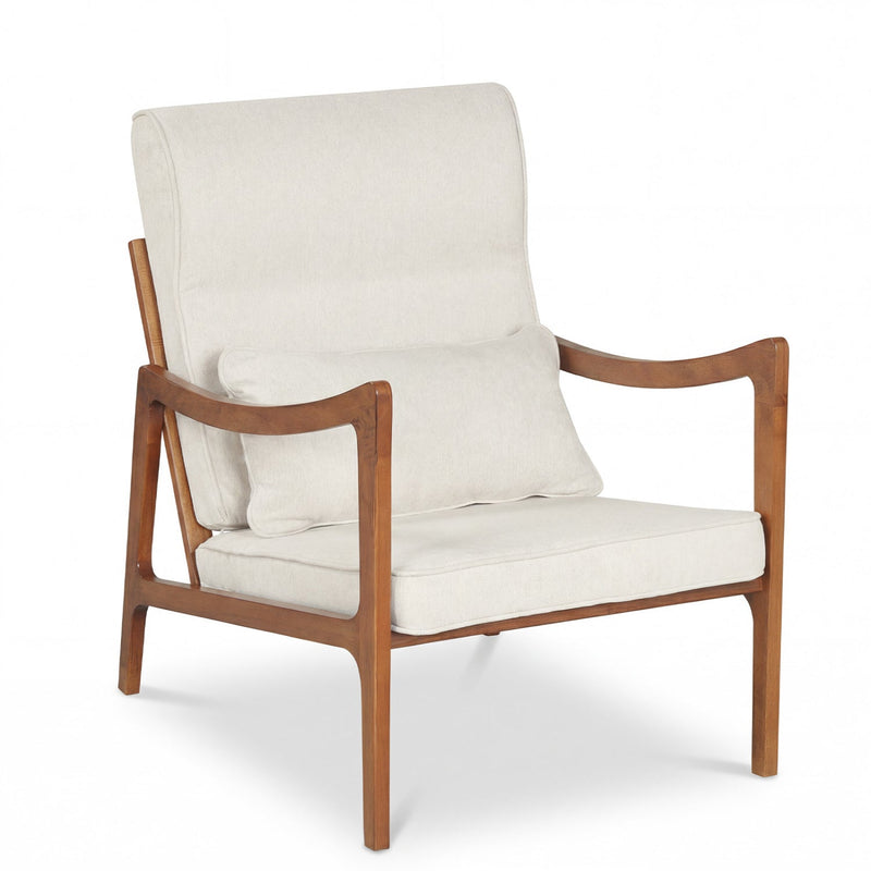 Modern Accent Chair with Solid Rubber Wood Faux Leather Upholstered Armchair by DirectDeals
