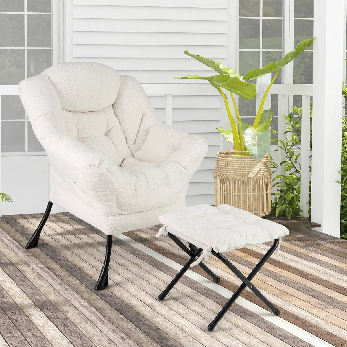 Modern Accent Chair with Folding Footrest and Head Pillow by DirectDeals