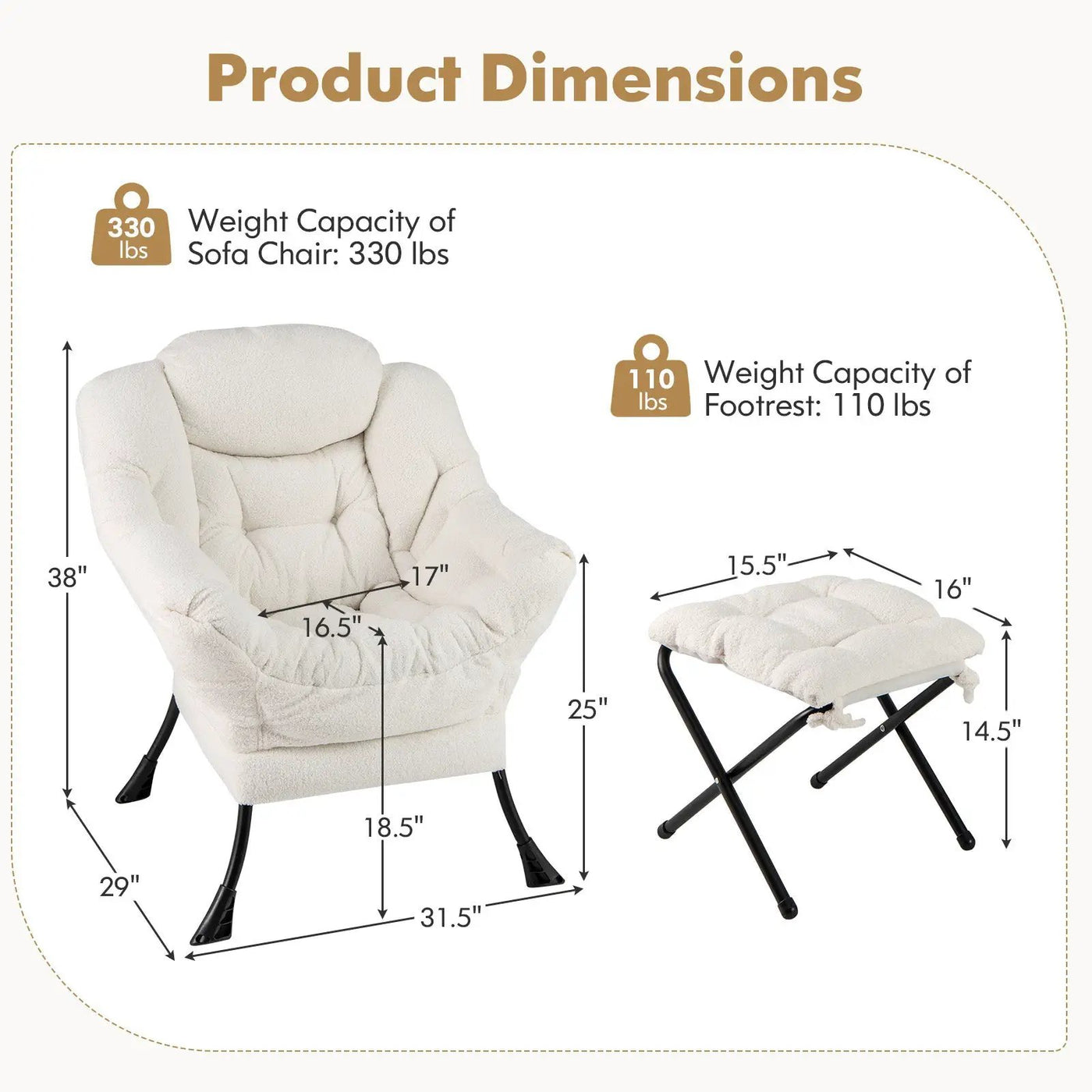 Modern Accent Chair with Folding Footrest and Head Pillow by DirectDeals