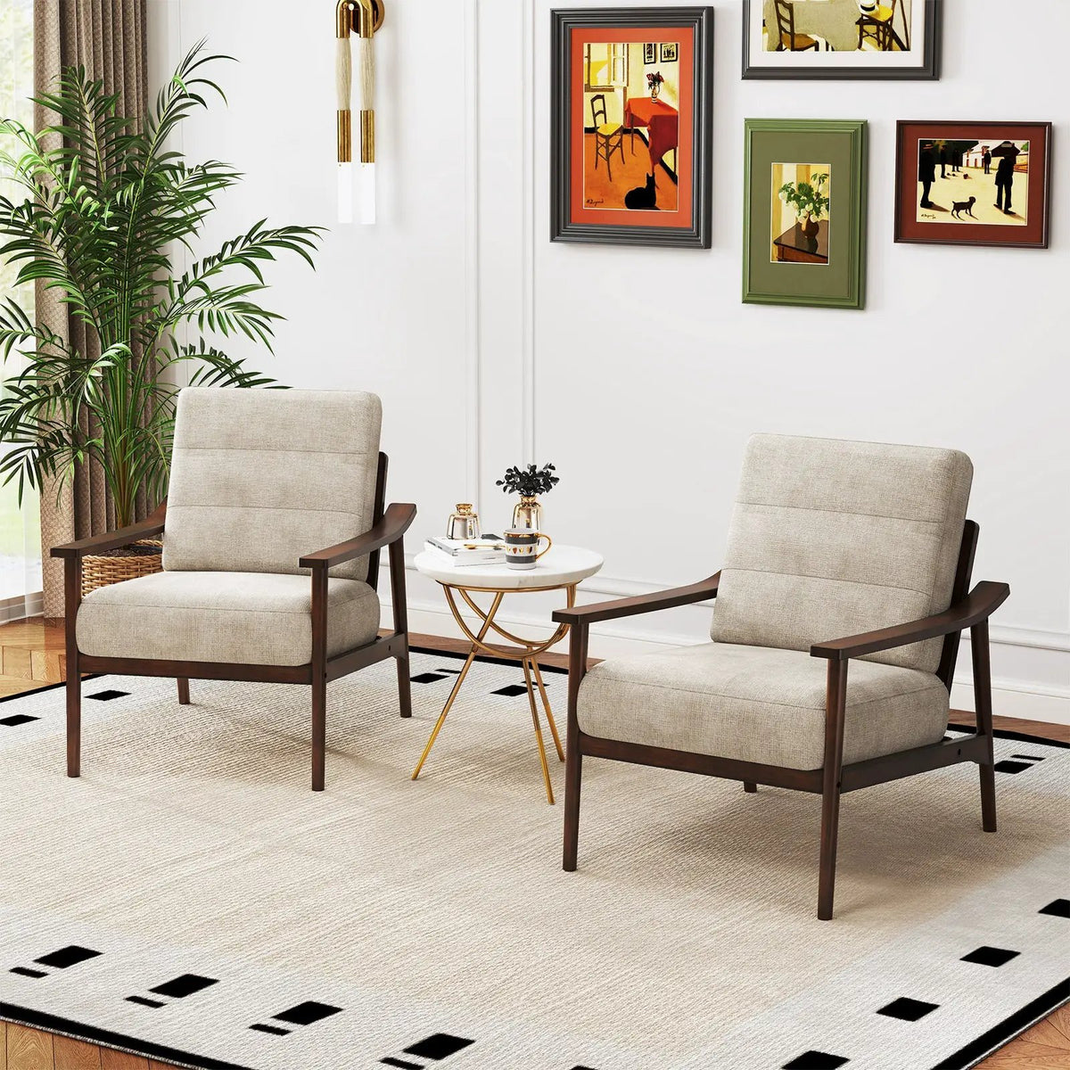 Modern Accent Chair with Rubber Wood Armrests and Legs for Living Room by DirectDeals