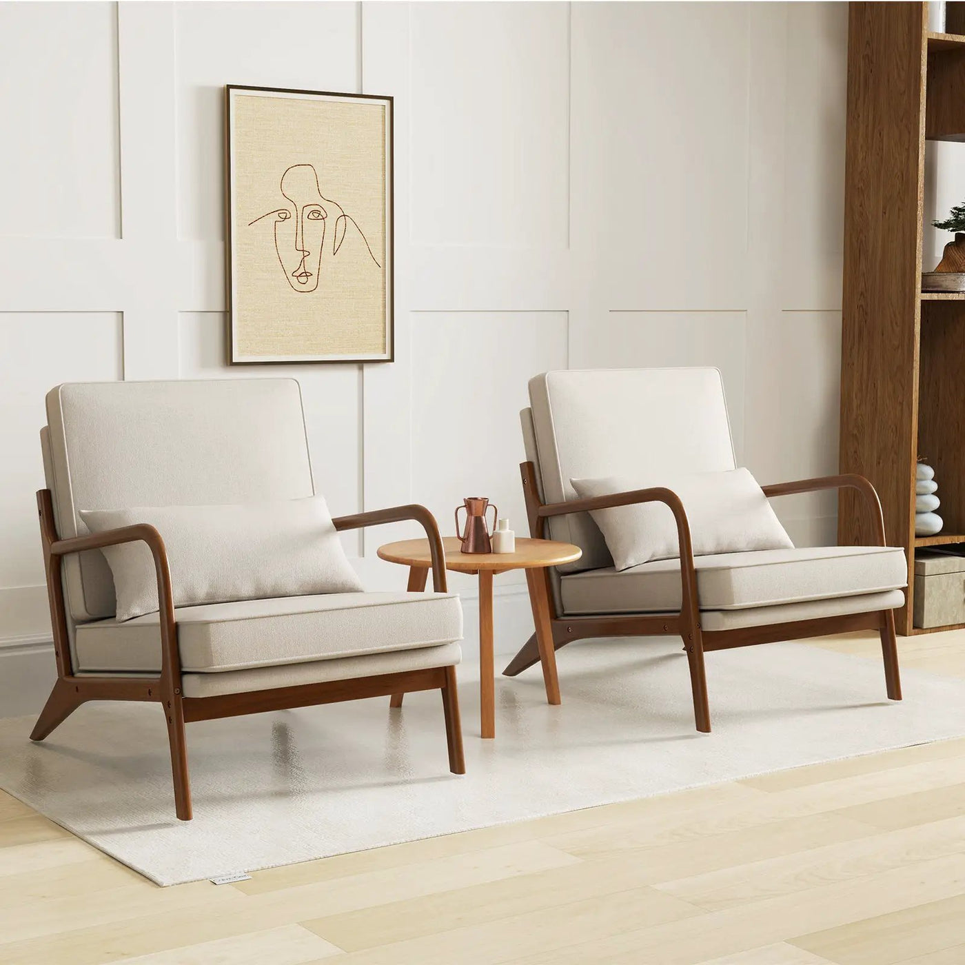 Modern Accent Chair with Rubber Wood Armrests and Removable Back by DirectDeals