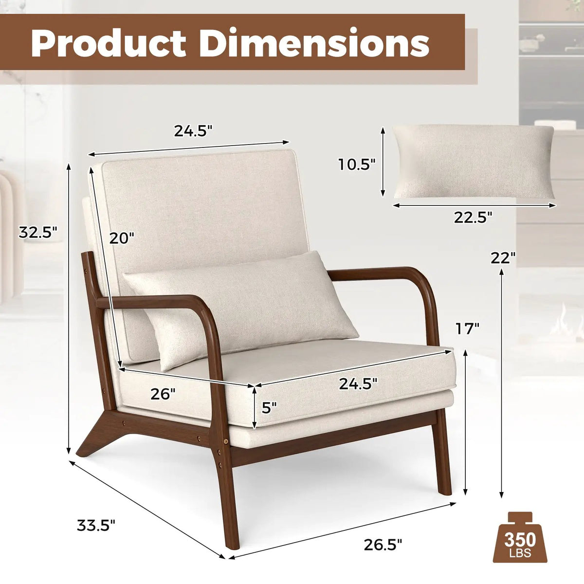 Modern Accent Chair with Rubber Wood Armrests and Removable Back by DirectDeals