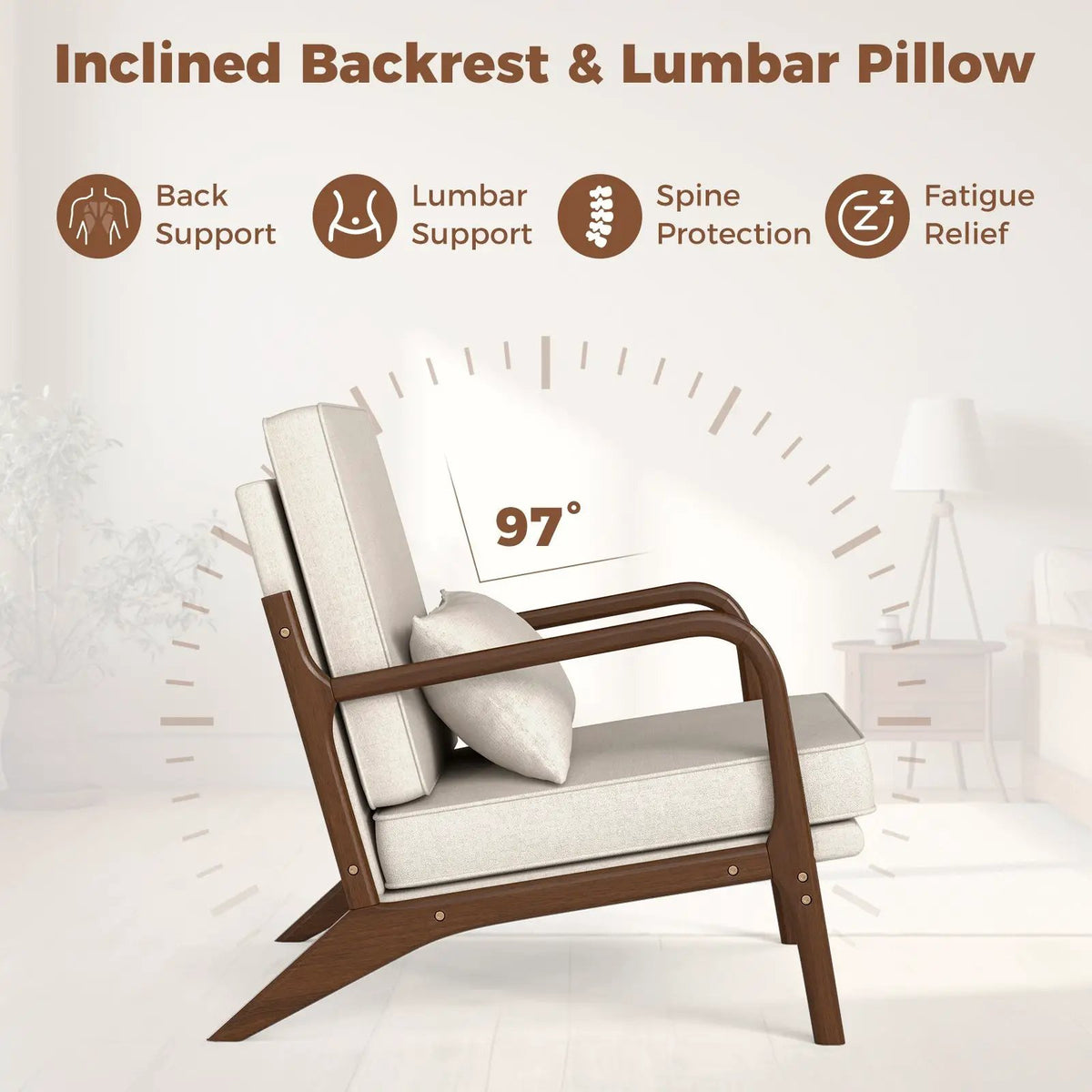 Modern Accent Chair with Rubber Wood Armrests and Removable Back by DirectDeals