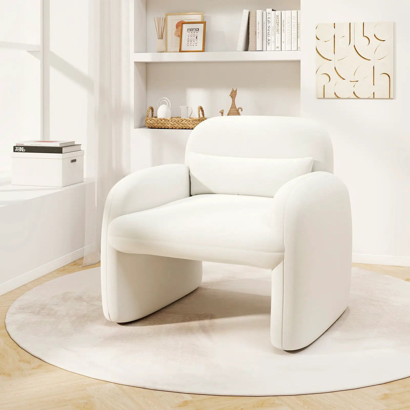 Modern Accent Chair with Waist Pillow and Armrests for Living Room Bedroom by DirectDeals