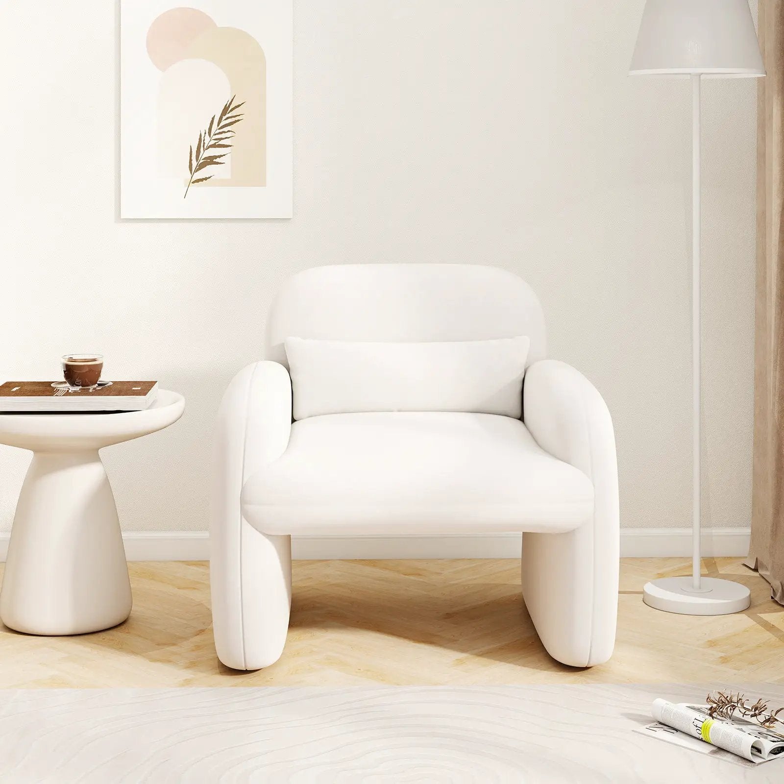 Modern Accent Chair with Waist Pillow and Armrests for Living Room Bedroom by DirectDeals