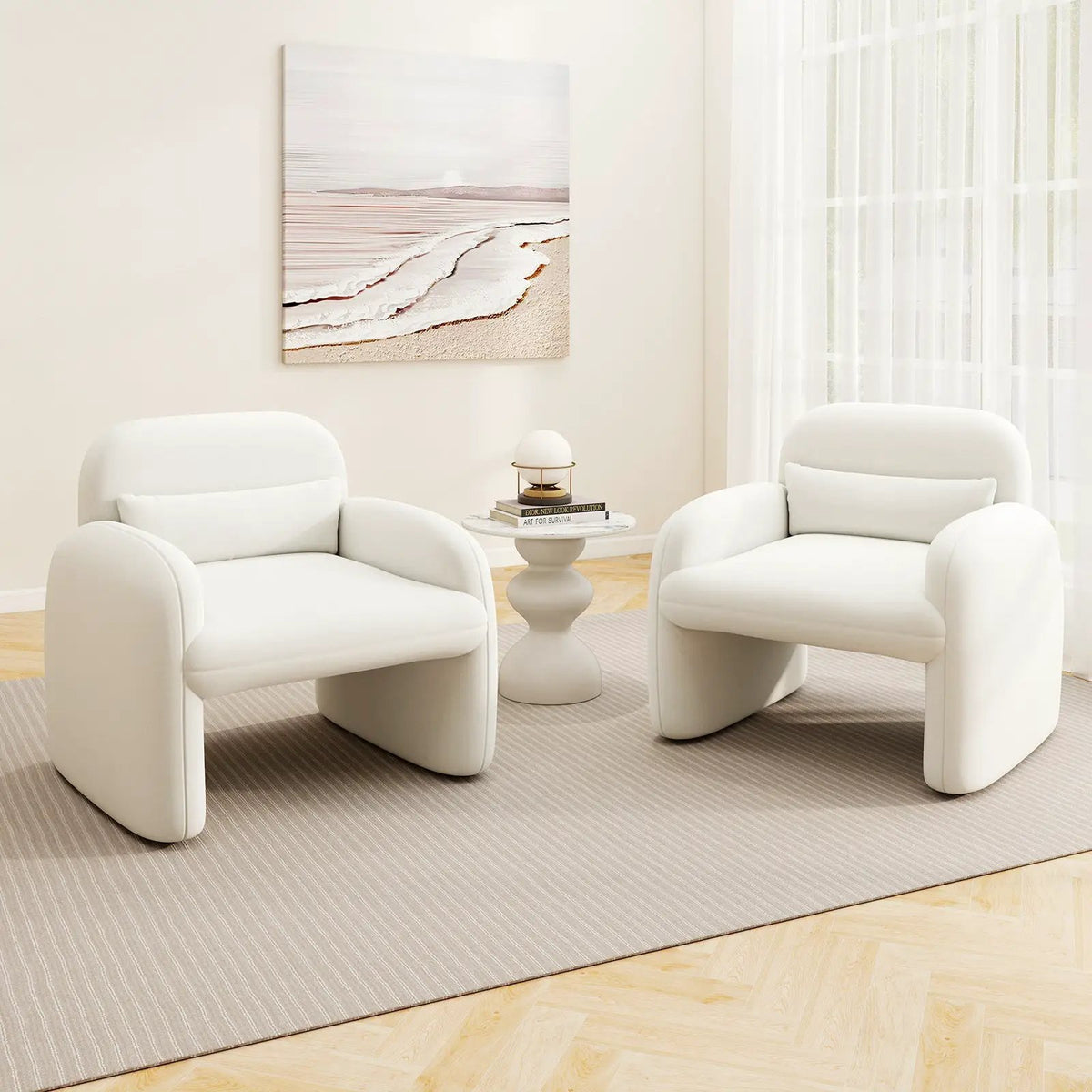 Modern Accent Chair with Waist Pillow and Armrests for Living Room Bedroom by DirectDeals