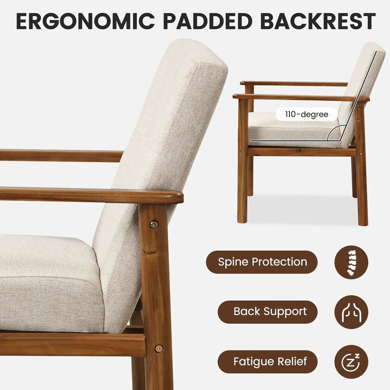Modern Accent Linen Fabric Armchair with Solid Wood Legs and Soft Cushioned Seat by DirectDeals