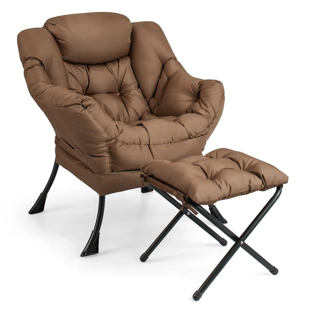 Modern Accent Sofa Chair with Folding Footrest and Side Pocket by DirectDeals