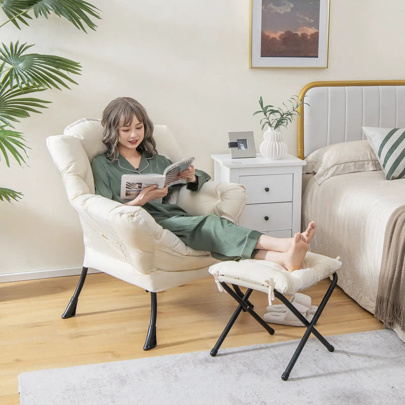 Modern Accent Sofa Chair with Folding Footrest and Side Pocket by DirectDeals