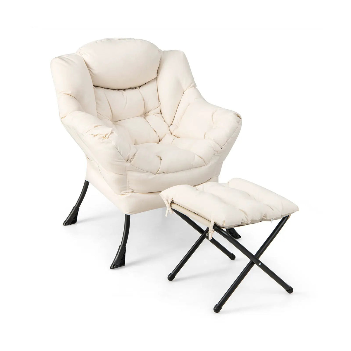 Modern Accent Sofa Chair with Folding Footrest and Side Pocket by DirectDeals