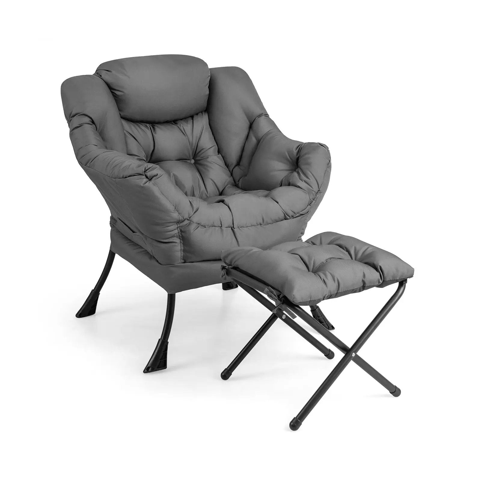Modern Accent Sofa Chair with Folding Footrest and Side Pocket by DirectDeals