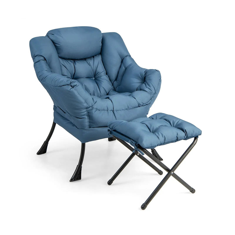 Modern Accent Sofa Chair with Folding Footrest and Side Pocket by DirectDeals