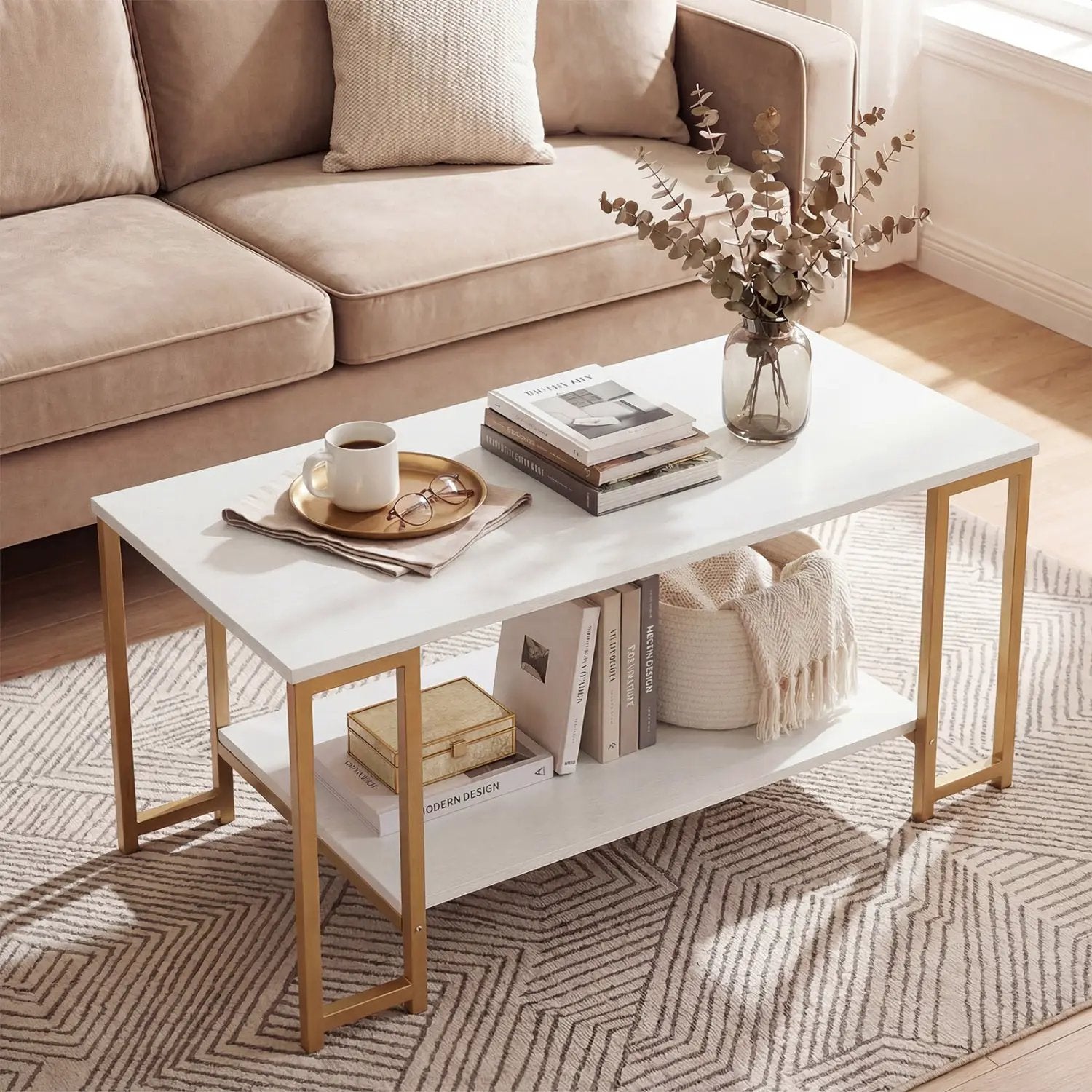 Modern Accent Table with Open Storage Shelf for Apartment and Lounge by DirectDeals
