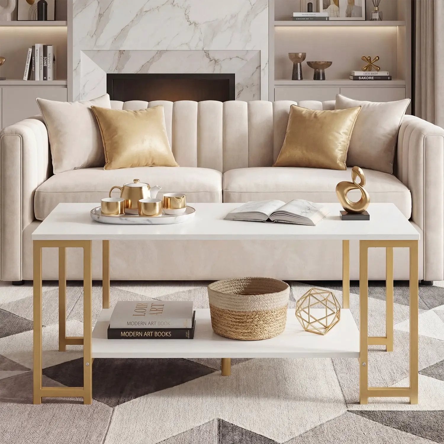 Modern Accent Table with Open Storage Shelf for Apartment and Lounge by DirectDeals